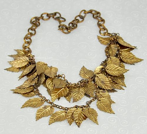 Antique Leaf Bib Necklace