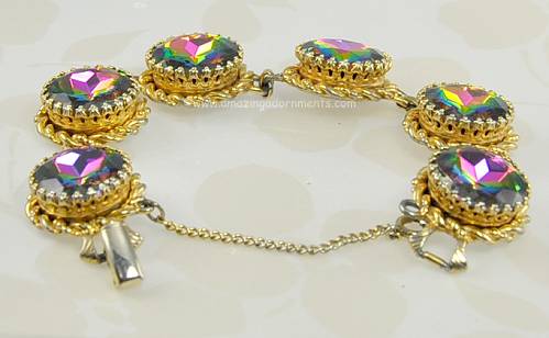 Vintage Watermelon Rhinestone Brooch and Bracelet Signed SCHIAPARELLI