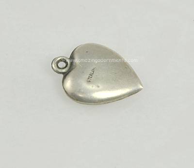 Unsigned Vintage Sterling Star of David Puffy Heart Charm 