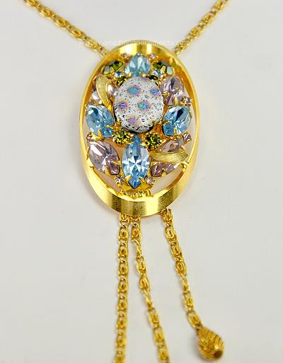 Vintage Easter Egg and Rhinestone Necklace