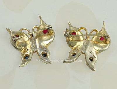 1940s Trifari Sterling Butterfly Pin Set