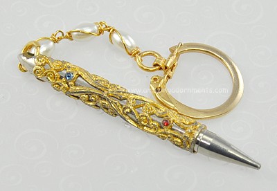 Vintage Pen Motif Key Ring