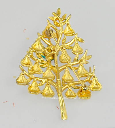 Vintage Partridge in a Pear Tree Christmas Tree Pin Signed Cadoro