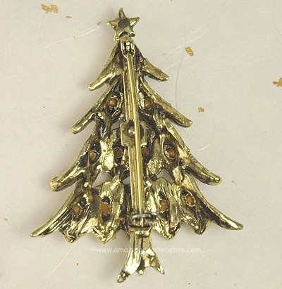 Rhinestone Christmas Tree Pin