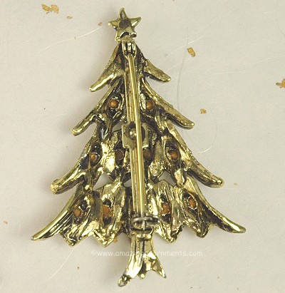 Rhinestone Christmas Tree Pin