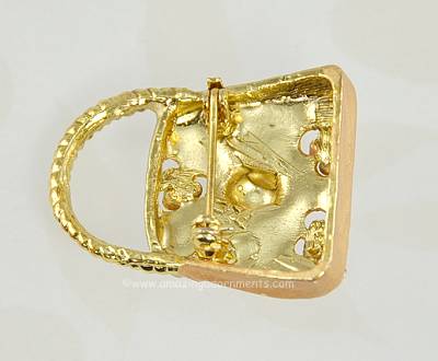 Vintage Handbag Pin with Rhinestones