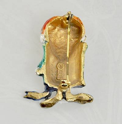 Vintage Signed HAR Enamel Comical Blue Ribbon Winner Mad Scientist Brooch