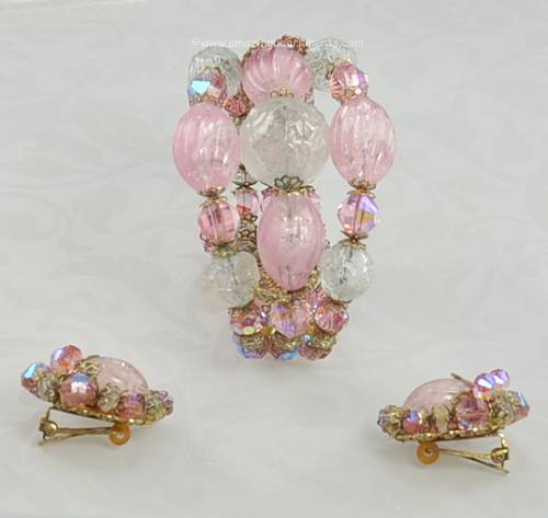Vintage Signed Hobe Wrap Bracelet and Earring Set
