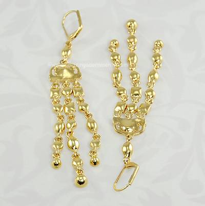 Unsigned Clear Rhinestone Lever Back Earrings