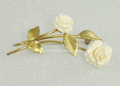 Vintage Blooming Roses Brooch