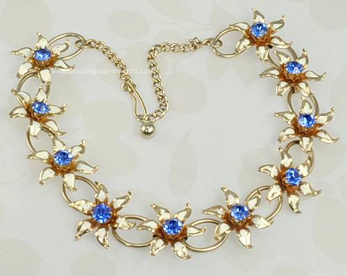 Vintage Signed Halbe Rhinestone and Enamel Necklace