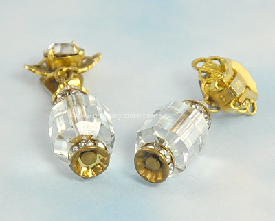 Signed Freirich Crystal Drop Earrings