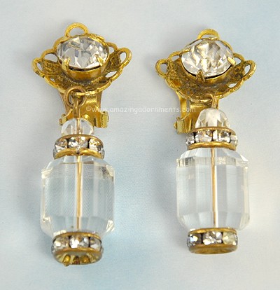 Signed Freirich Crystal Earrings