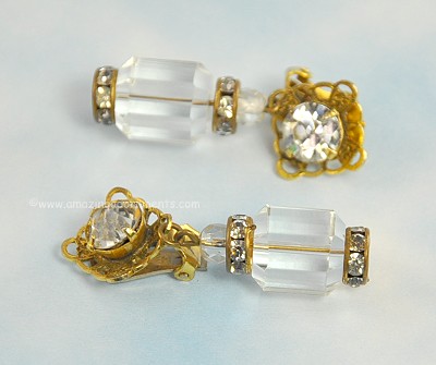 Signed Freirich Crystal Earrings