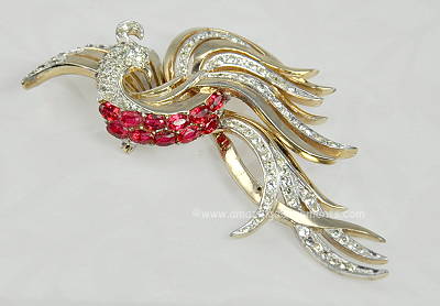 Vintage Boucher Rhinestone 3D Bird Figural