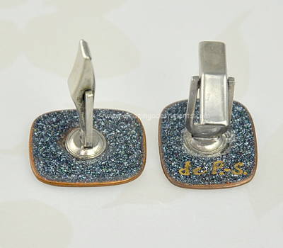 Vintage Modernist Enamel on Copper Cufflinks Signed DE PASSILLE SYLVESTRE