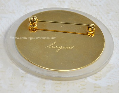 Signed langini Unique Painted Brooch Amazing Adornments Signed Vintage Costume Jewelry Brooches and Pins