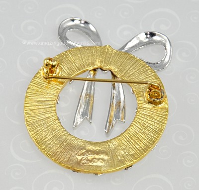 Signed Christmas Wreath Pin