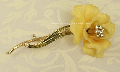 Vintage Celluloid Rose Pin