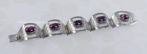 Mexican Silver and Purple Glass Bracelet