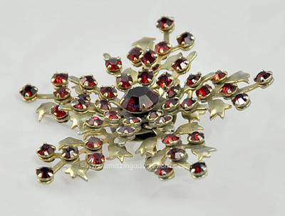 Vintage Red Rhinestone Brooch