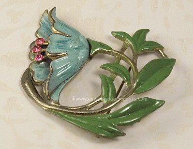 1930s Enamel Flower Pin