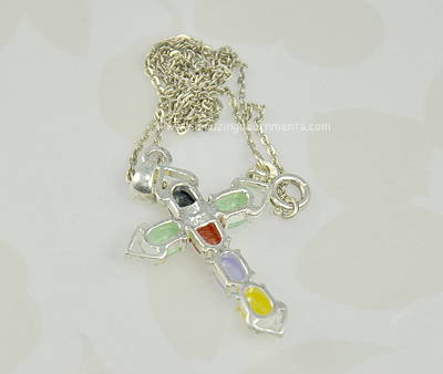 Gem Set Sterling Silver Cross Made in Italy