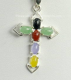 Gem Set Sterling Silver Cross Made in Italy