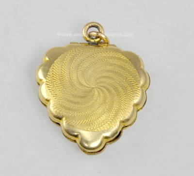 Vintage Signed La Mode Gold- filled Enamel Heart Pendant Charm