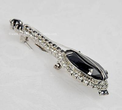 Vintage Alice Caviness Black and Clear Rhinestone Mandolin Pin
