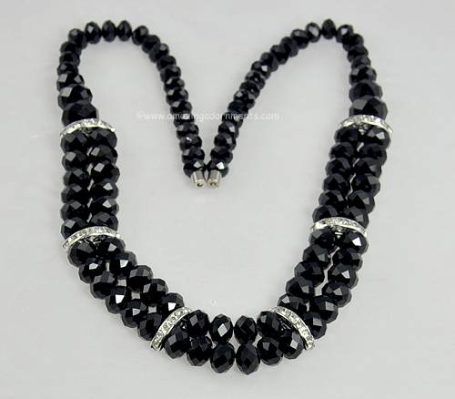 Black Crystal Necklace with Rhinestones