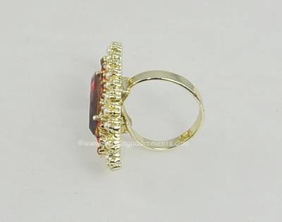 Vintage Red Rhinestone Cocktail Ring