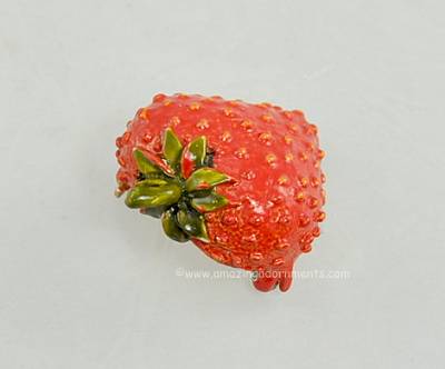 Vintage Enamel Strawberry Pin