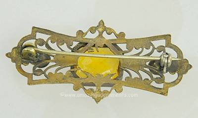 Vintage Filigree and Glass Pin 