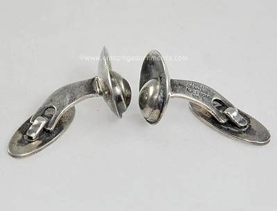 Vintage Danish Sterling Silver Modernist Cufflinks Signed N.E. FROM