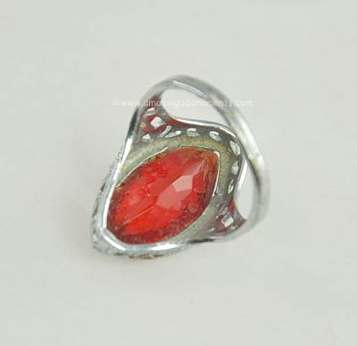 Vintage Red Glass Ring