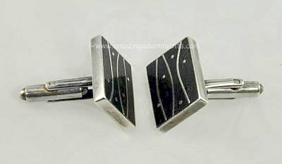 Modernist Ed Levin Sterling and Ebony Cufflinks