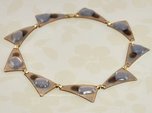 Modernist Kay Denning Enamel on Copper Necklace