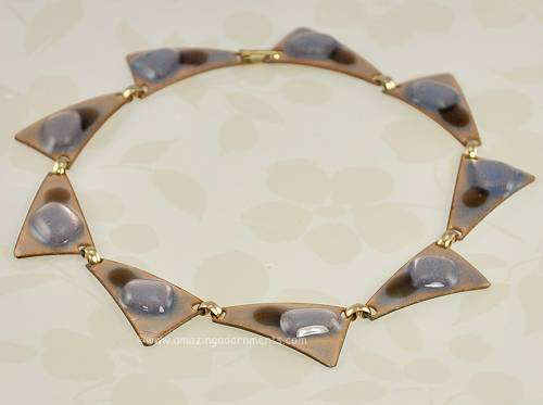 Modernist Kay Denning Enamel on Copper Necklace