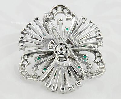 Vintage 1940s Signed Dujay Sterling and Rhinestone Brooch