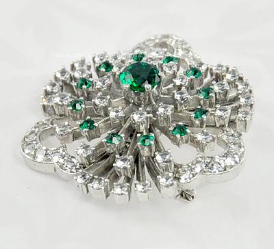 DuJay Sterling and Rhinestone Brooch