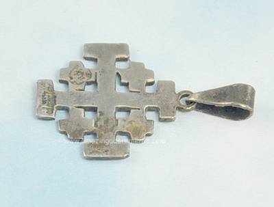 Vintage Sterling Silver Jerusalem Cross Pendant 
