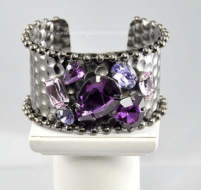 NEW! Wide Purple Rhinestone Cuff Bracelet