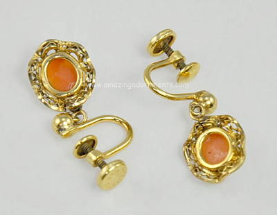 Vintage Gold- filled Cameo Earrings 