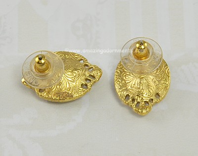 Signed Monet Rhinestone Earrings