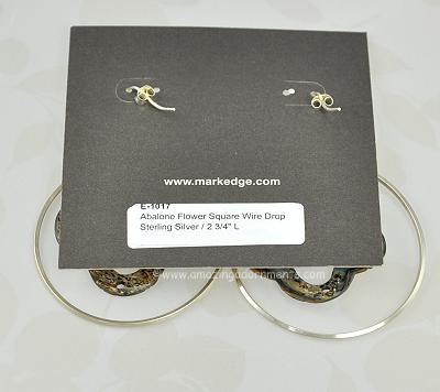 Mark Edge Sterling and Abalone Hoop Earrings