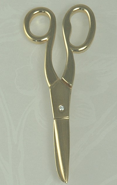 Signed CAROLEE Scissors Pin with Clear Rhinestone Hinge