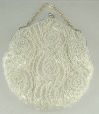 Gorgeous 1950s White Beaded MISTER ERNEST Evening Purse
