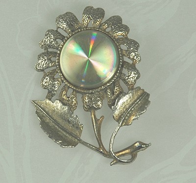 Iridescent Holograph Flower Pin Signed JEWELARAMA