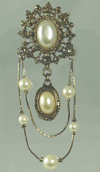 Late 1800s Faux Pearl Lavaliere Pin/ Brooch